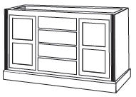 2H5102: Fluted Kitchen Island, 58-1/2"W x 35-1/2"H x 23-1/4"D