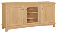 Hampshire Entertainment Stand, 3 Sections,  2 Raised-Panel & 1 Glass Door, 17"D