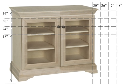 WC_3Y1964: Georgetown Semi-Custom Entertainment Stand, 2 Sections, 2 Glass Doors, 16"D