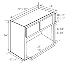 WM3030: Kitchen Microwave Wall Cabinet, 30"W x 30"H x 12"D