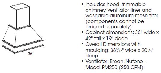 Angled Wood Hood with Trimmable Chimney *Special Order