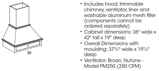 Angled Wood Hood with Decorative Valence and Trimmable Chimney *Special Order